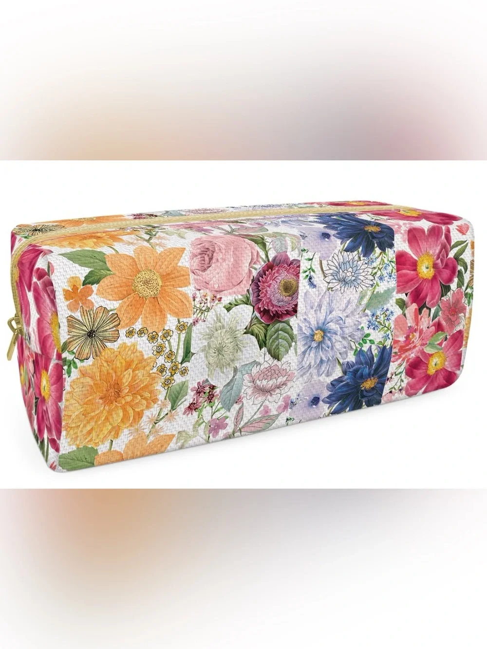 Punch Studio Colorful Floral Stripe Cosmetic Bag NWT
